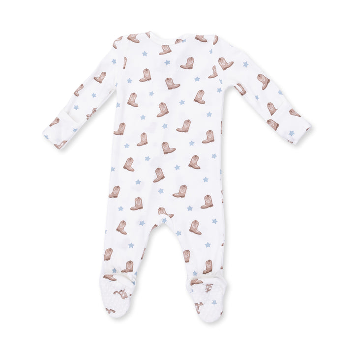 Angel Dear Mini Cowboy Boots 2 Way Zipper Footie Off White