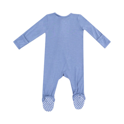 2 Way Zipper Footie - Solid Country Blue