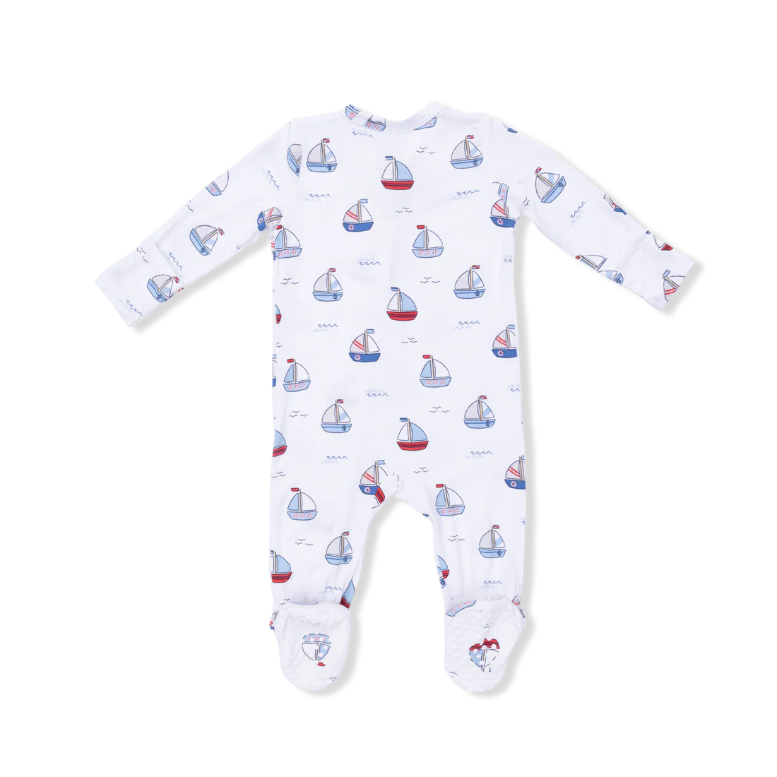 Bubbly Sailboats Blue Bamboo 2-Way Zipper Footie | Angel Dear