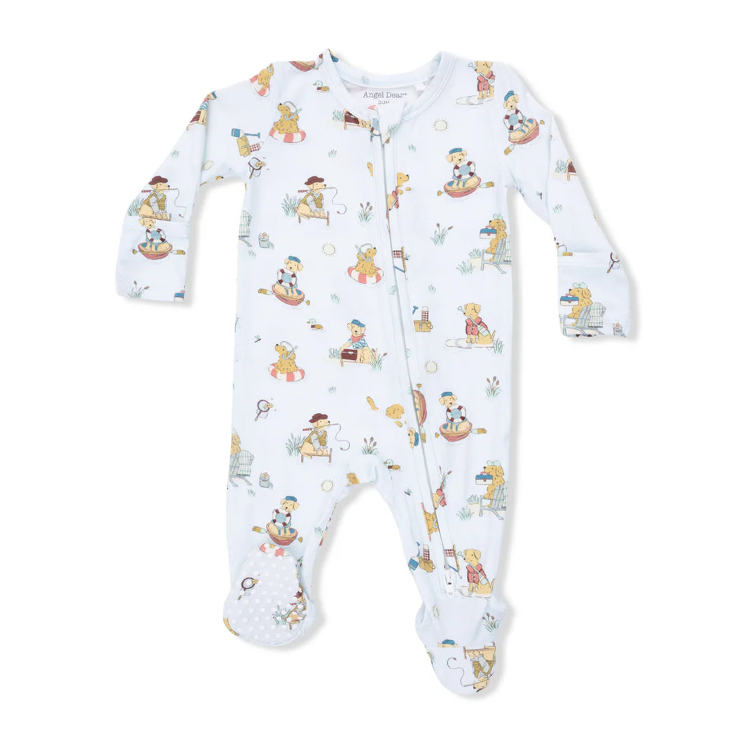 Puppies at the Lake Bamboo 2-Way Zipper Footie | Angel Dear