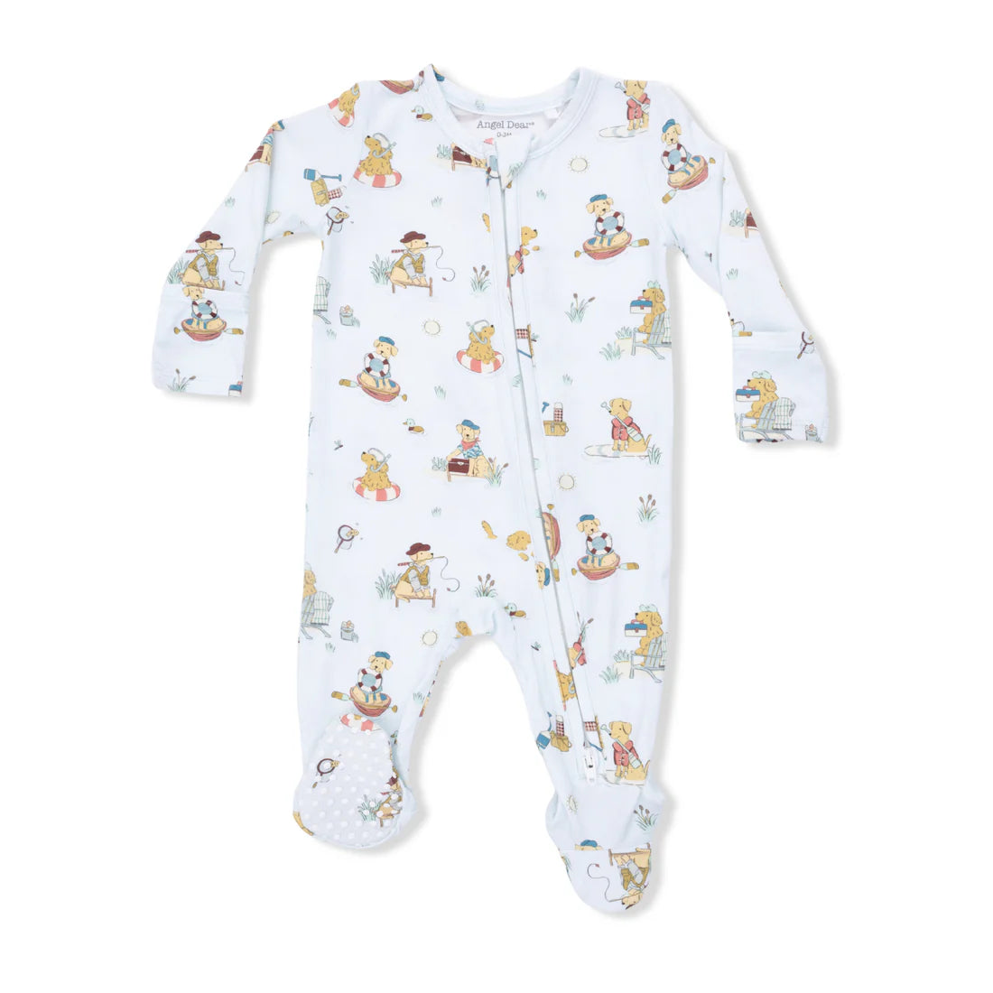 Puppies at the Lake Bamboo 2-Way Zipper Footie | Angel Dear