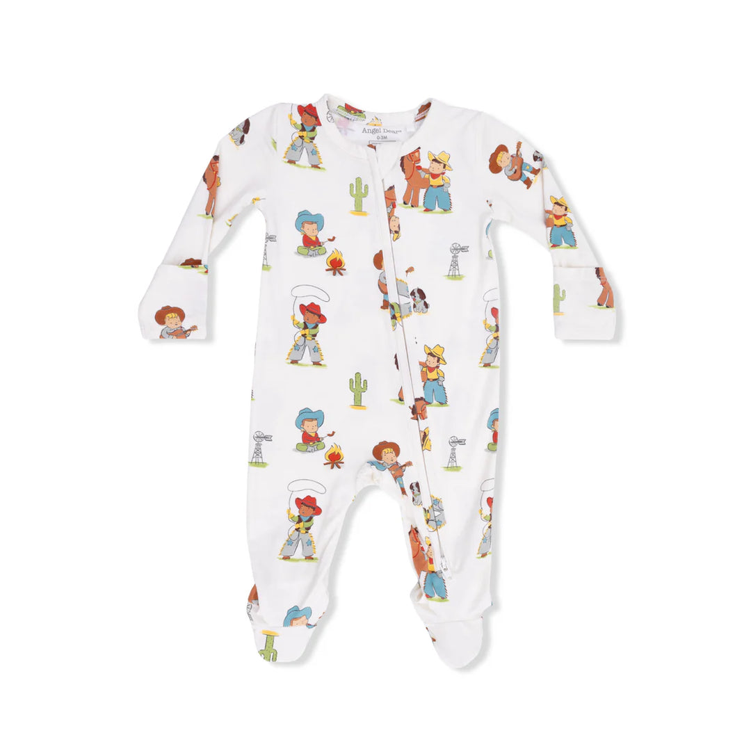 Vintage Cowboys Bamboo 2-Way Zipper Footie | Angel Dear