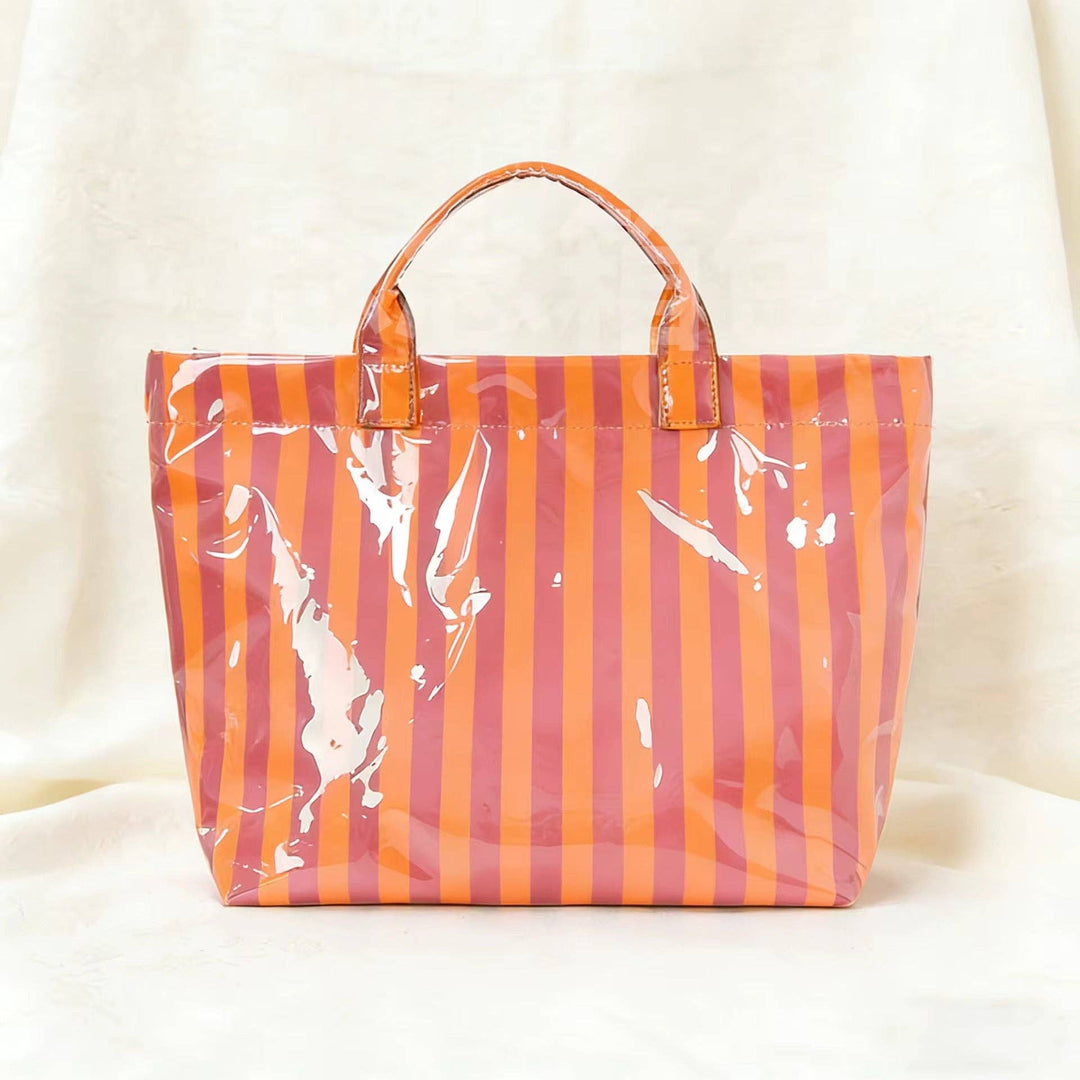 Preppy Pool Tote Bag Striped Vinyl Beach Tote