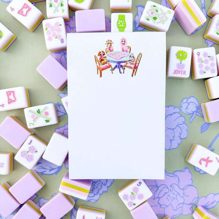 Taylor Paladino Dogs Playing Mahjong Notepad - 4x6 Watercolor Stationery