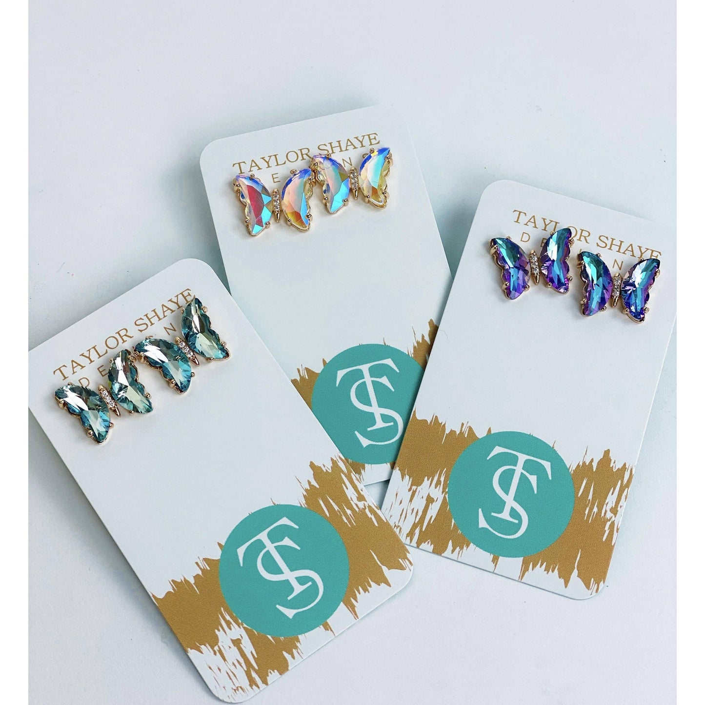 Colorful Crystal Butterfly Studs