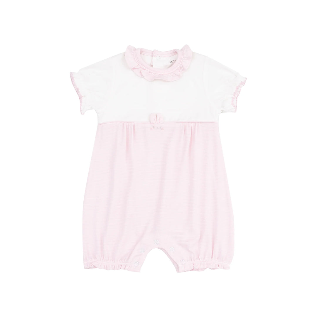 Tiny Bunny Ruffle Romper - Stripe Classic Pink