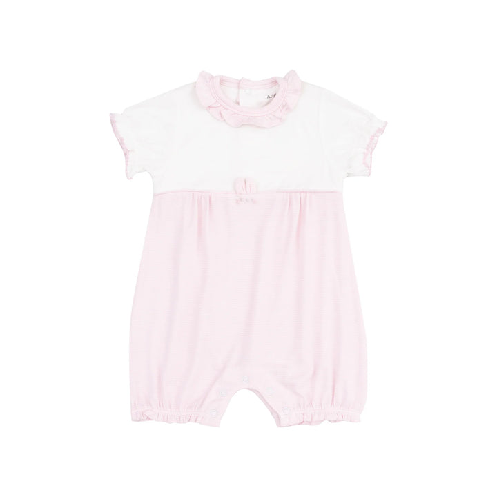 Tiny Bunny Ruffle Romper - Stripe Classic Pink