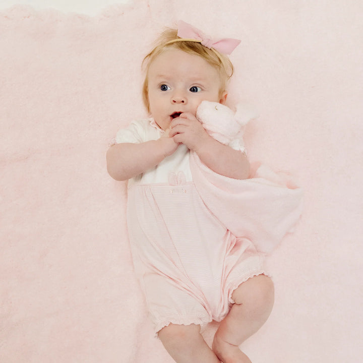 Tiny Bunny Ruffle Romper - Stripe Classic Pink