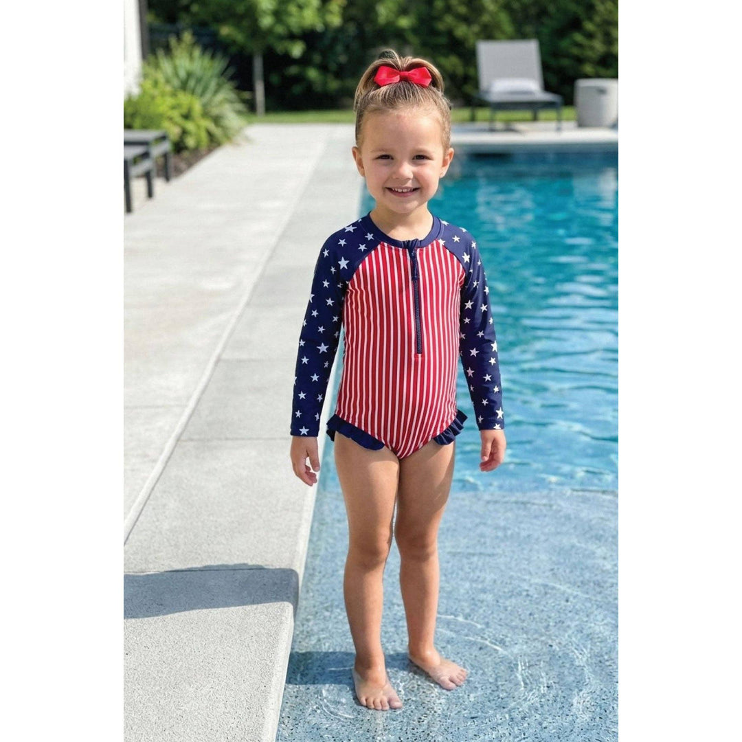Long Sleeve Rash Guard with Front Zipper | Stars &amp; Stripes Party