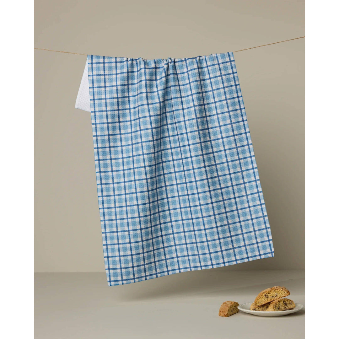 Geometry House Bluefield Tea Towel - Elegant Blue Print Eco-Friendly Geoweave Kitchen Towel 18x30