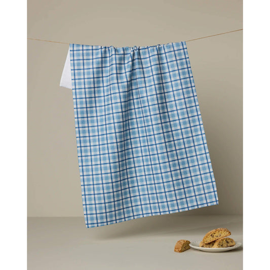 Geometry House Bluefield Tea Towel - Elegant Blue Print Eco-Friendly Geoweave Kitchen Towel 18x30
