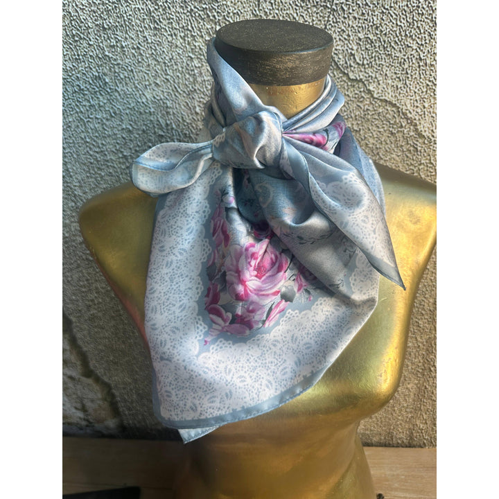A Rare Bird Pastel Blue Lacy Rose Wild Rag