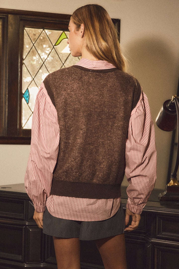 Oddi Argyle Sweater Vest - Brown Combo