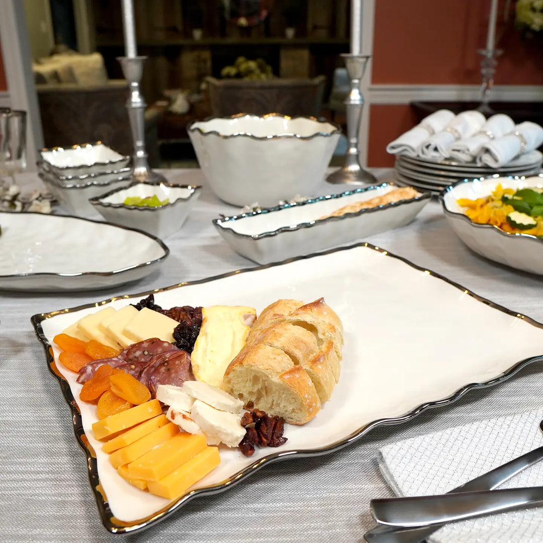 Silver Regency Porcelain Rectangular Serving Platter by Certified International