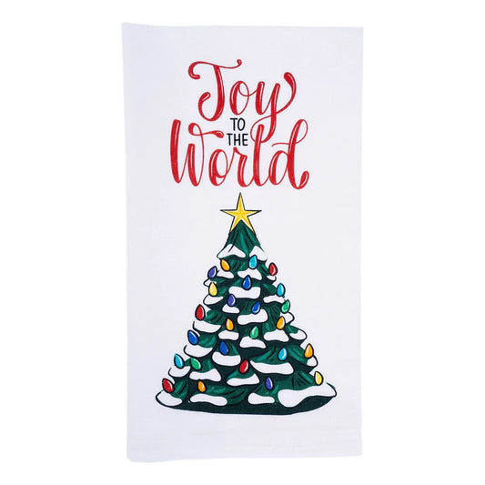 Joy to The World Vintage Tree Tea Towel