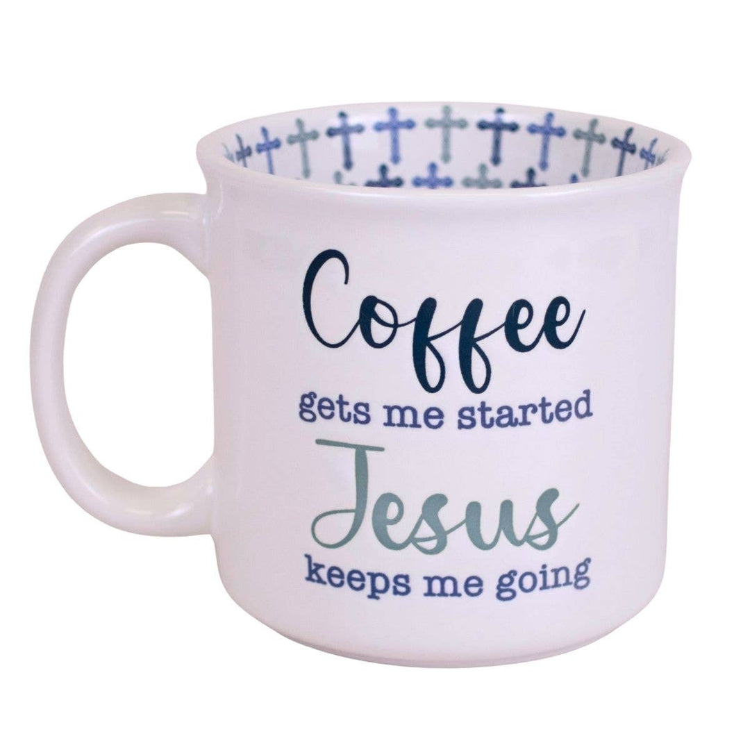 Coffee &amp; Jesus Mug   White/Blue   14oz