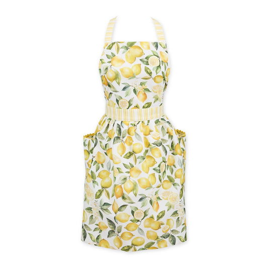 Lemon Grove Printed Apron with yellow citrus pattern and side pockets