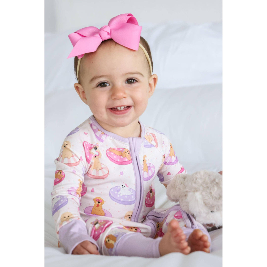 Convertible Zip Romper | Poolside Pups Pink
