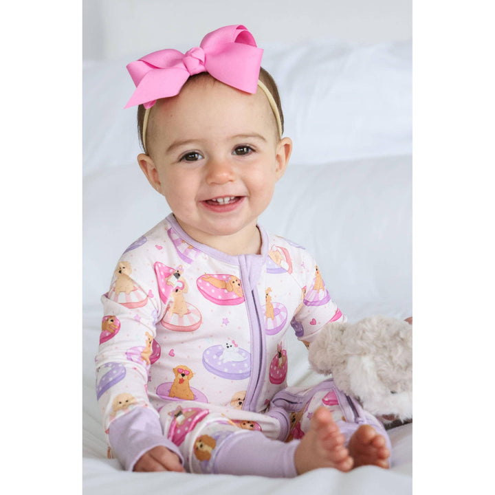 Convertible Zip Romper | Poolside Pups Pink