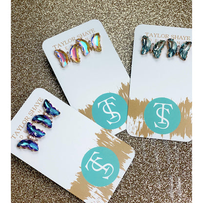 Colorful Crystal Butterfly Studs