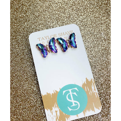 Colorful Crystal Butterfly Studs