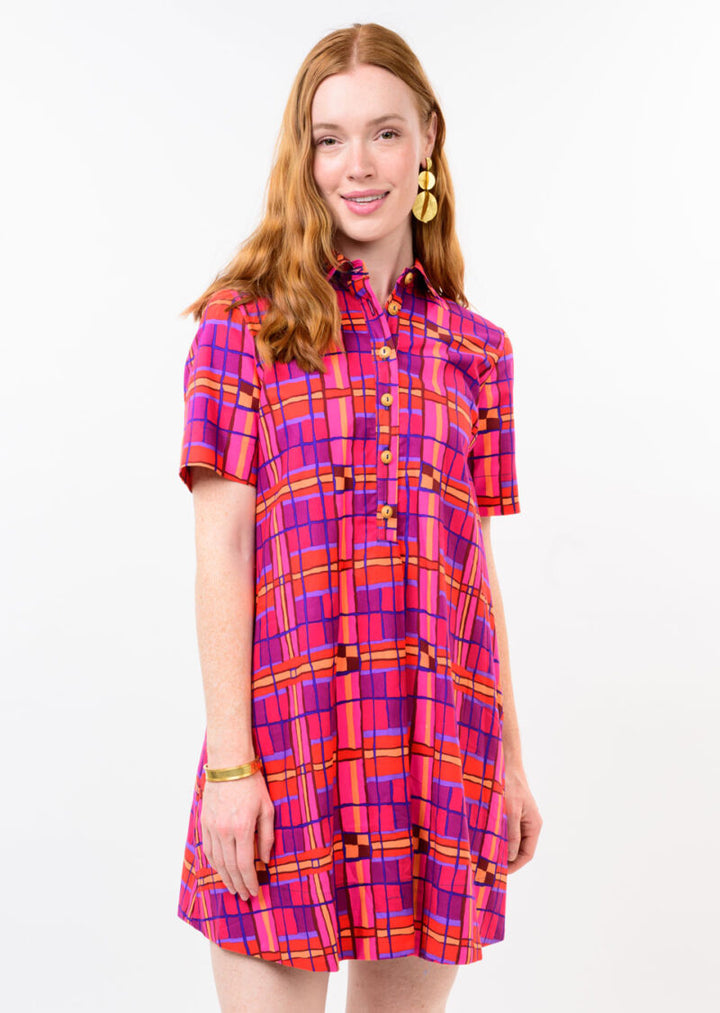 Uncle Frank Plaid Shift Dress Pink front