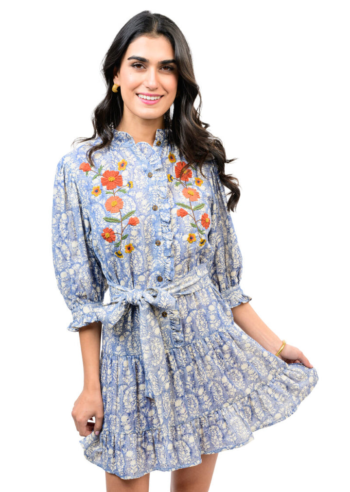 Uncle Frank Ribbon Embroidered Dress Buff front