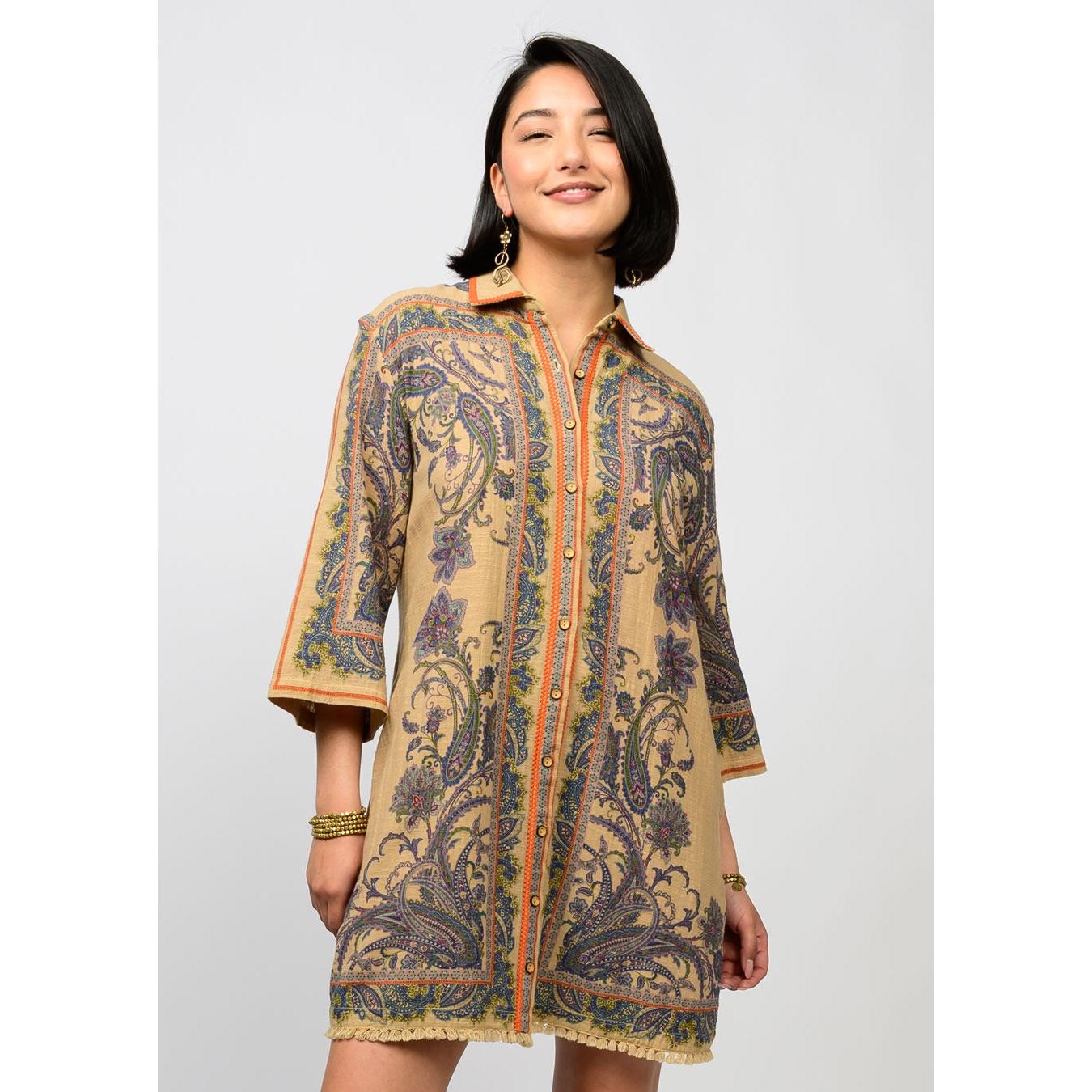 Paisley Border Shirtdress