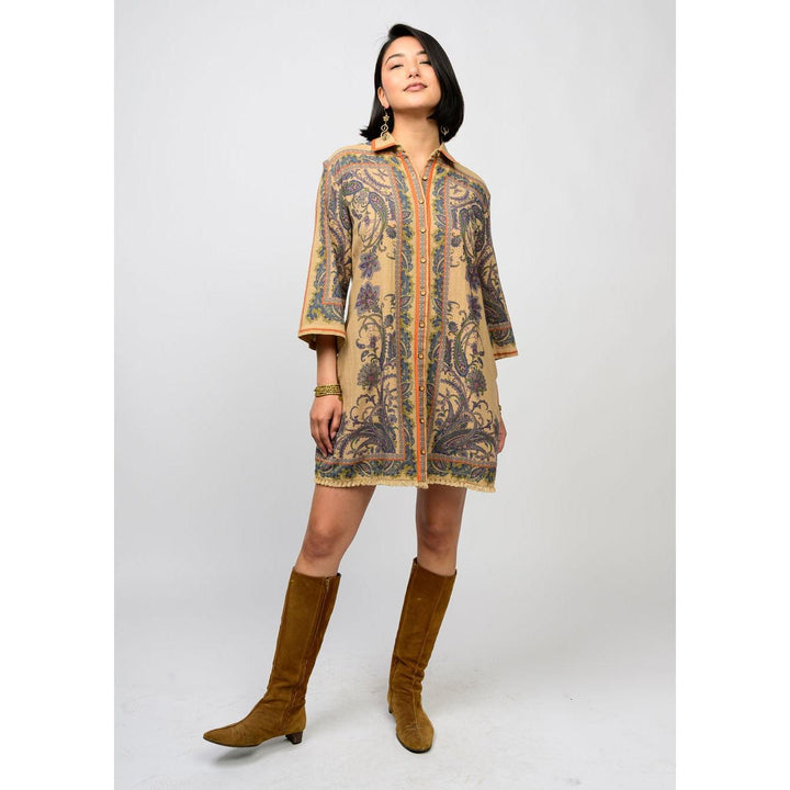 Ivy Jane Paisley Border Shirtdress - Multicolor Print Mini Dress