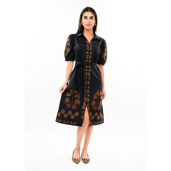 Uncle Frank black placket embroidered dress, boutique women&