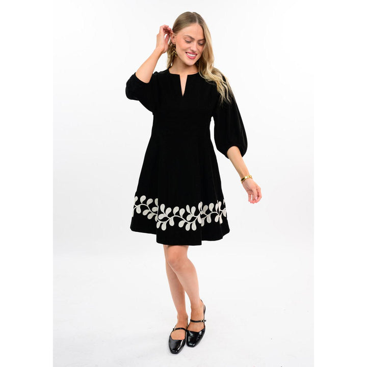 Uncle Frank black vine embroidered dress, boutique women&