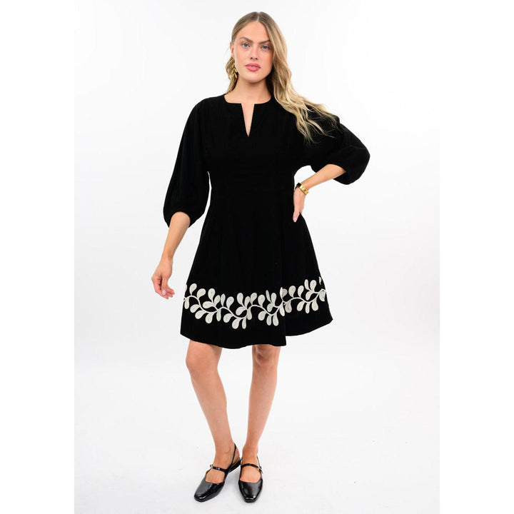 Black vine embroidered dress from Uncle Frank, shop Bella Gifts from the Heart in Crockett TX