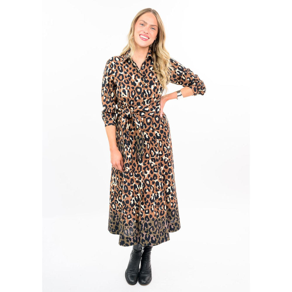 Uncle Frank brown leopard border shirt dress, boutique women's clothing at Bella Gifts from the Heart