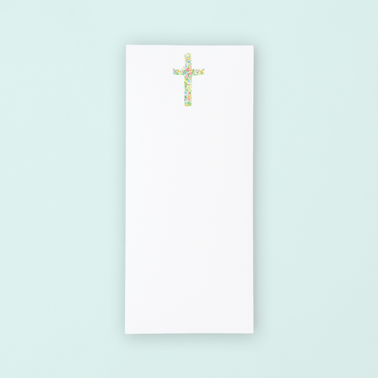 Floral Cross Tall Notepad by Taylor Paladino - 4x9 Watercolor List Pad
