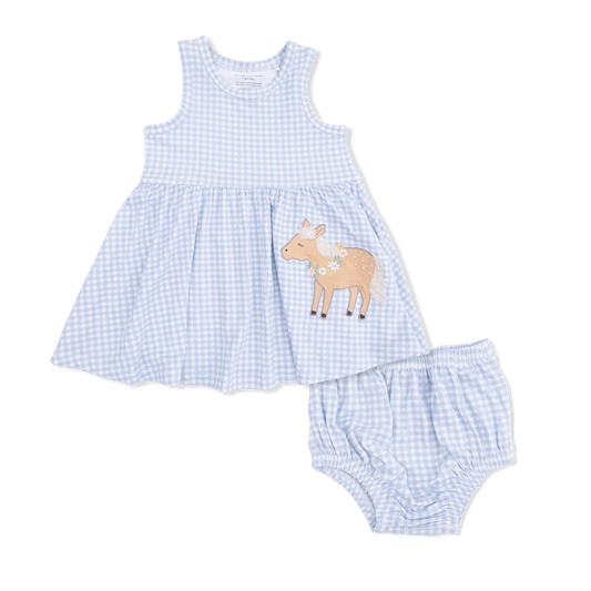 Horse Applique Bamboo Tank Dress & Bloomer Set | Angel Dear