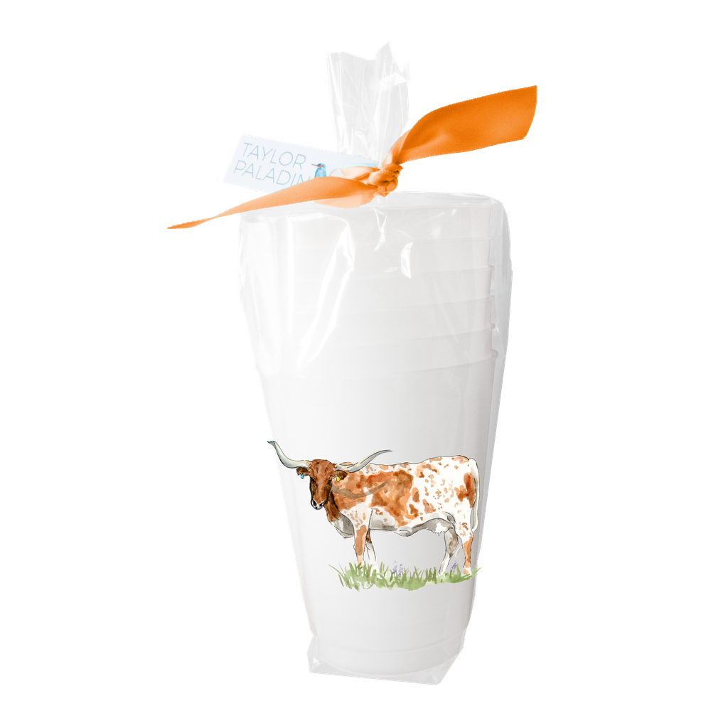 Texas Longhorn 16oz frosted plastic cups set of 6