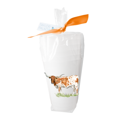 Texas Longhorn 16oz frosted plastic cups set of 6