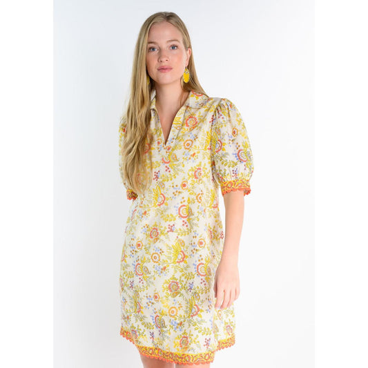 Bordered Block Print Shift Dress