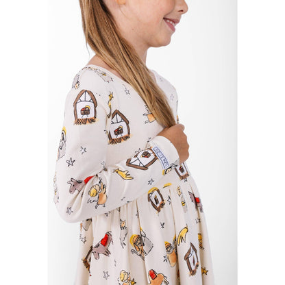 Away in a Manger Twirl Dress Cotton