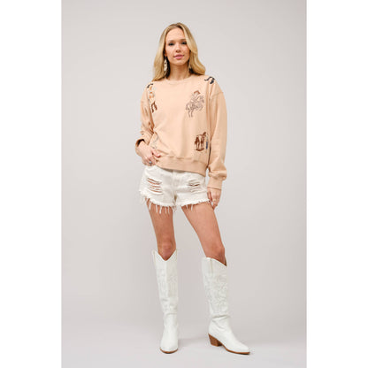 Western Motif Embroidered Graphic Sweatshirt