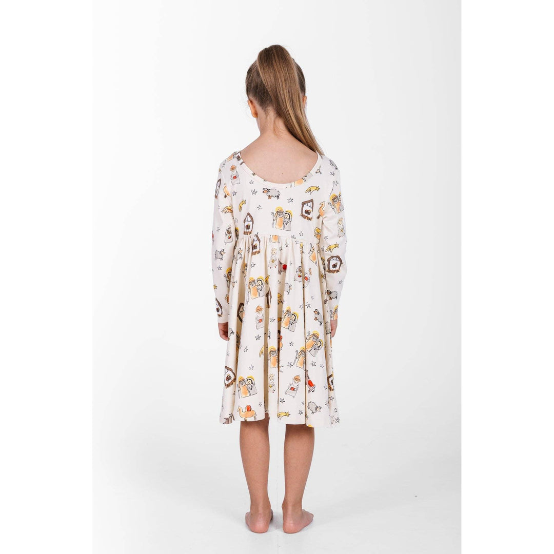 Away in a Manger Twirl Dress Cotton