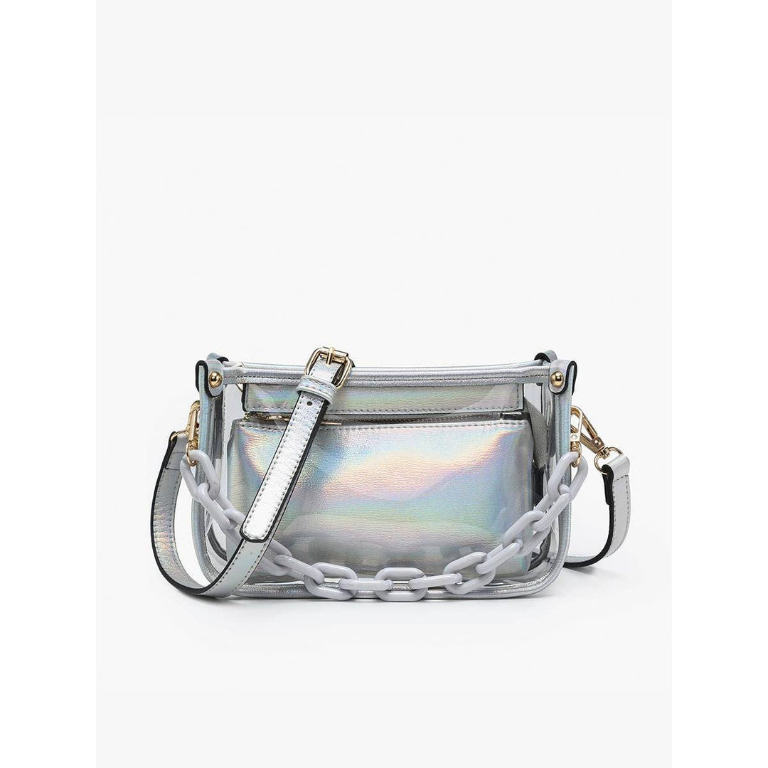 Jen &amp; Co Jessica Clear Crossbody with Chain | Stadium-Approved | 2-in-1 Bag