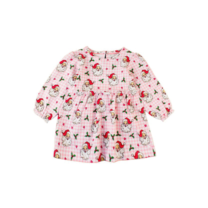 Baby Girls Dear Santa Knit Long Sleeve Skirted Romper