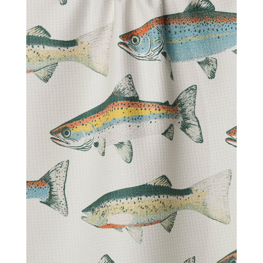 Geometry House Hooked on Fishing Tea Towel - Fun Fishing Print Eco-Friendly Geoweave Kitchen Towel 18x30 Gift for Dad