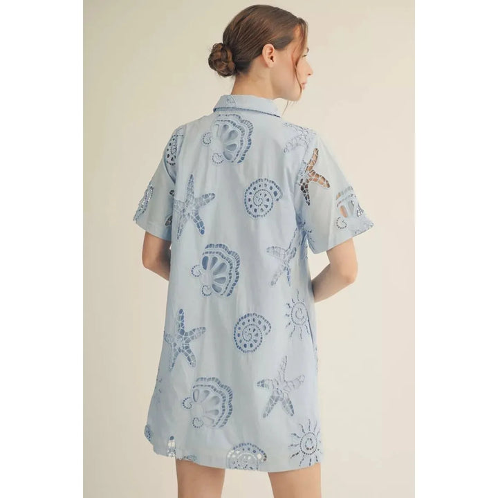 Harlow Eyelet Summer Dress in Blue