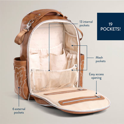 Itzy Ritzy Boss Plus™ Large Diaper Bag Backpack - Nash Saddle Vegan Leather