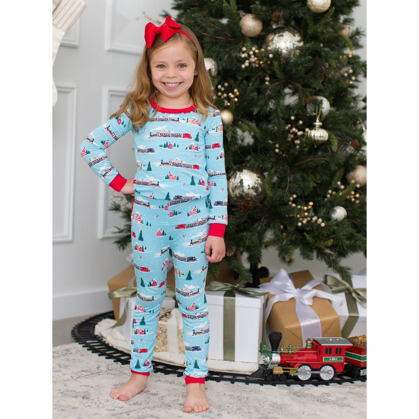 Toddler Girls Winter Express Bamboo Viscose Ruffle Long Sleeve Pajama Set