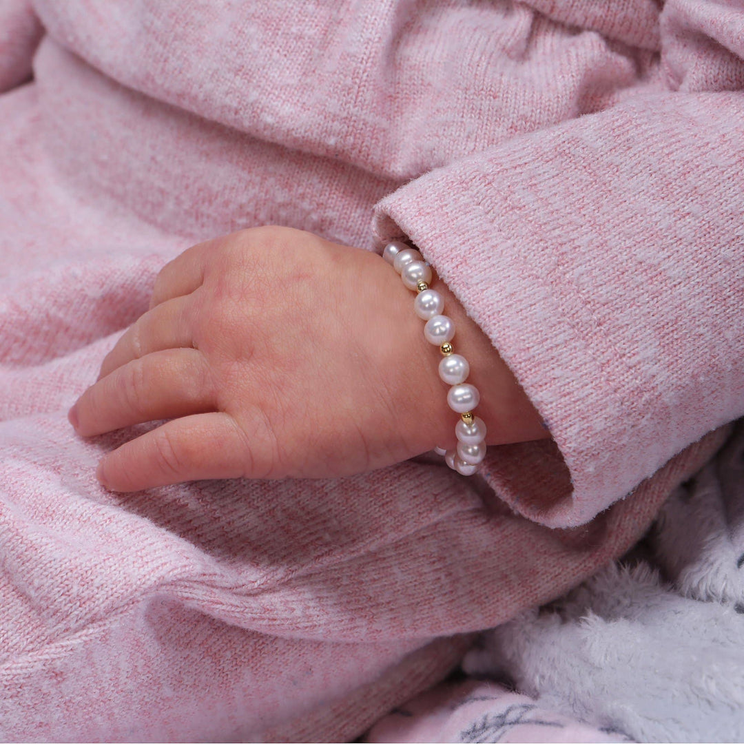 Girls 14K Gold-Plated Pearl Baby Bracelet Children&