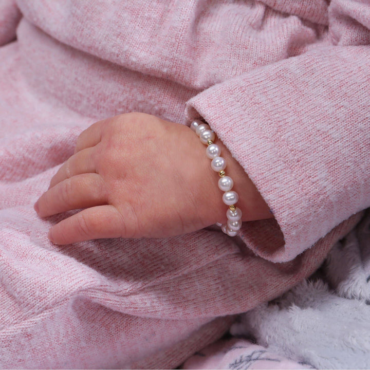 Girls 14K Gold-Plated Pearl Baby Bracelet Children&