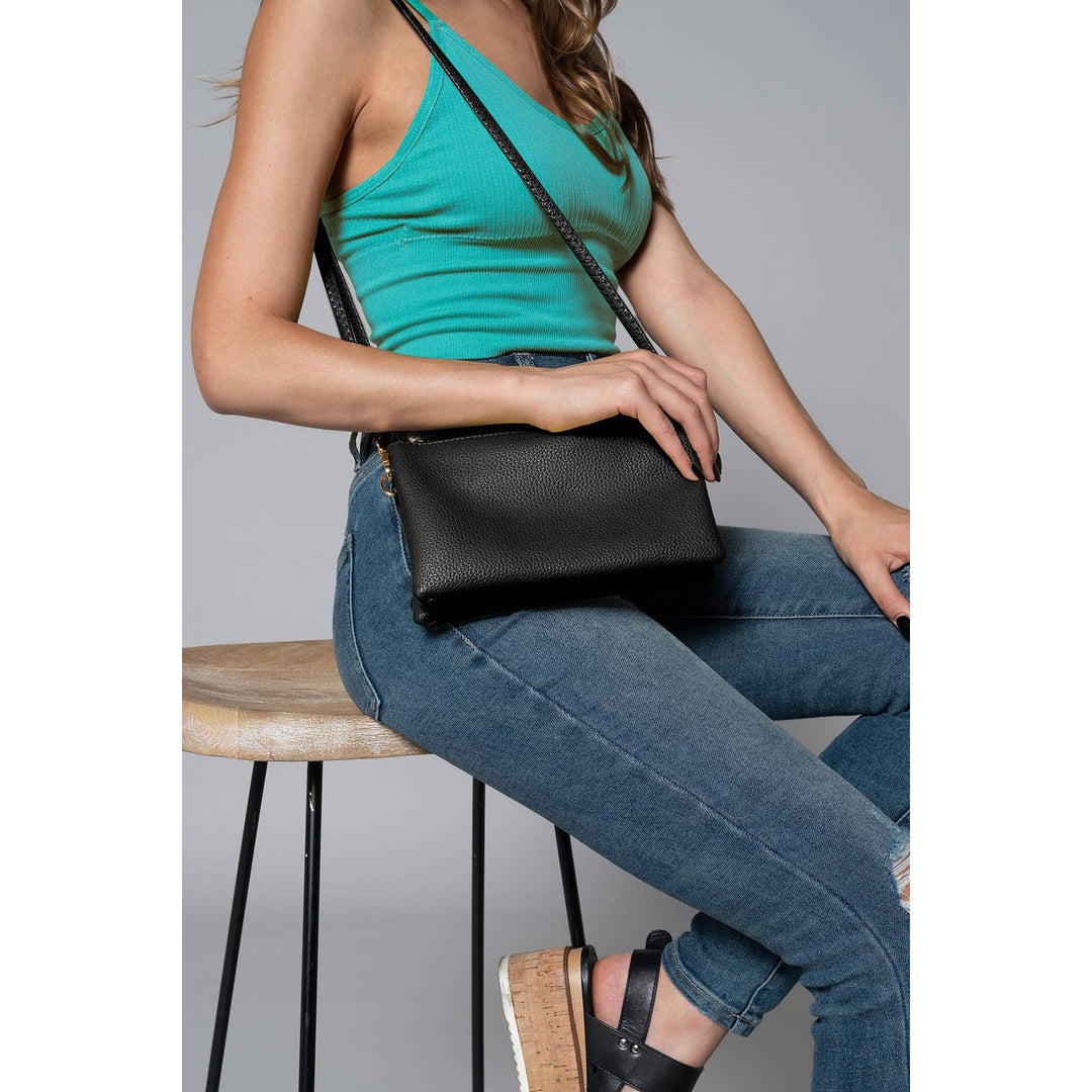 Jen &amp; Co Riley Monogrammable Crossbody Wristlet | 3 Compartment Vegan Leather Bag
